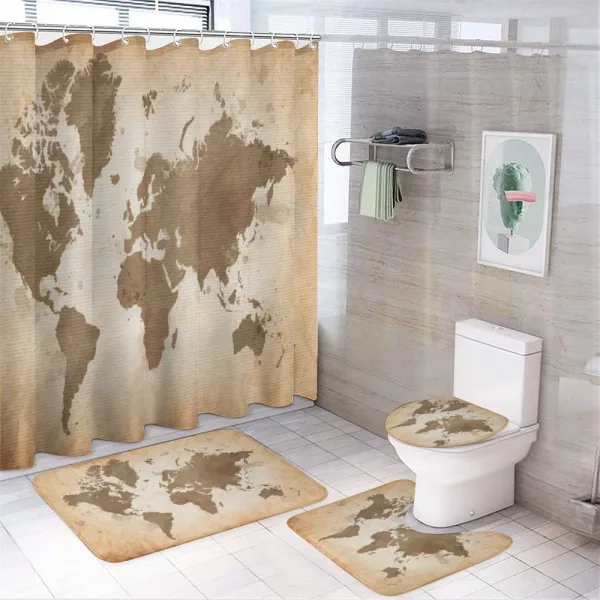 Vintage Earth Continents on a shower curtain
