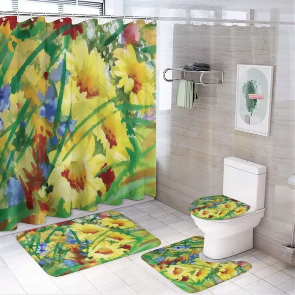 Watercolor Flower Field on a shower curtain