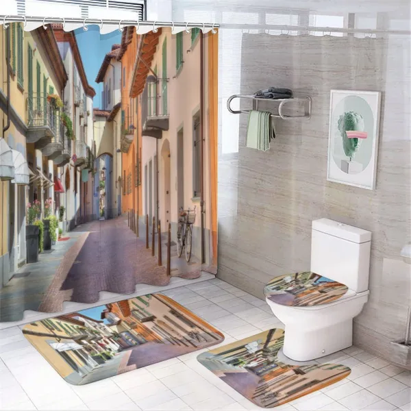 Alba Town Italy Street on a shower curtain