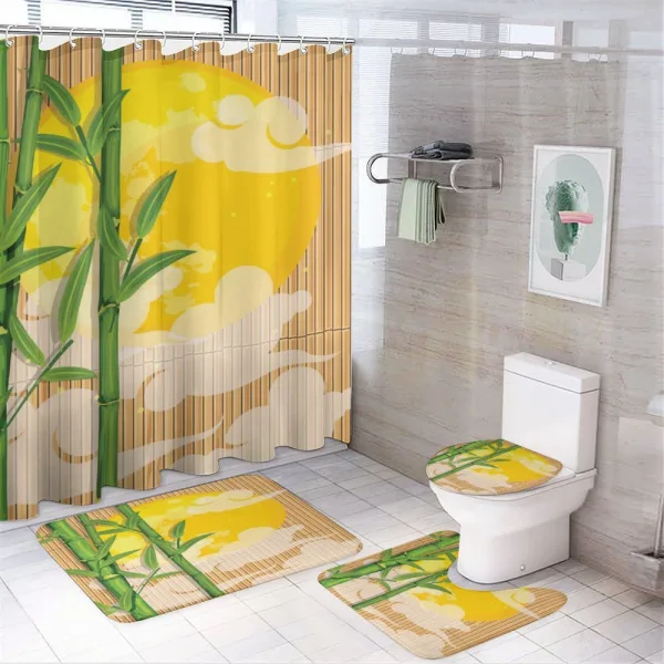 Bamboo Full Moon Clouds on a shower curtain