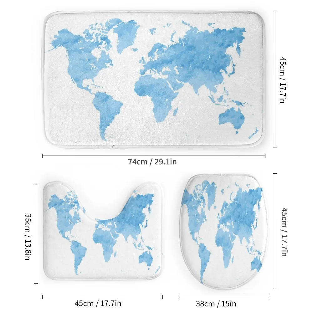 Blue Watercolor World Map — Detail 1