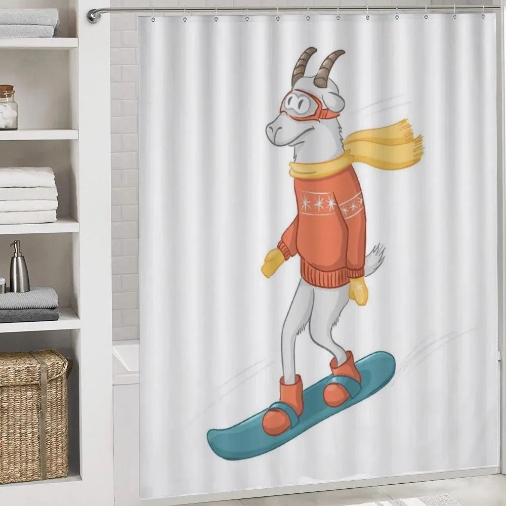 Cartoon Goat Snowboarding — Detail 4