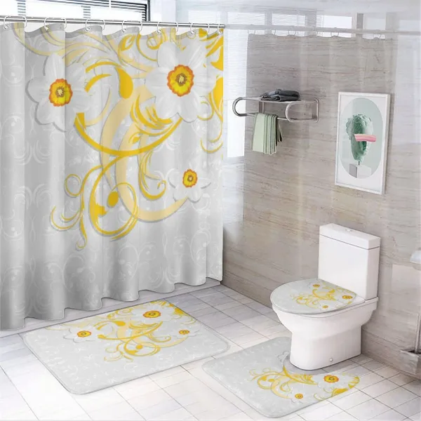 Daffodils Ornaments Art on a shower curtain