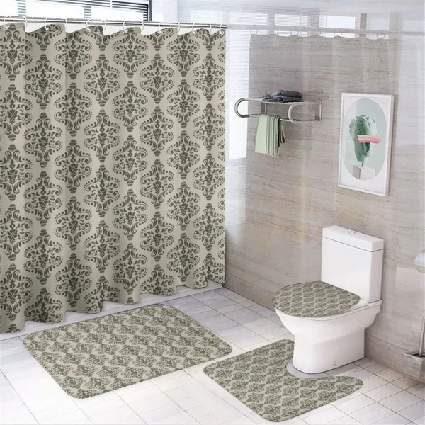 Damask Pattern Shapes on a shower curtain