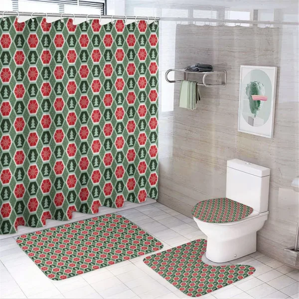 Dots and Winter Trees on a shower curtain