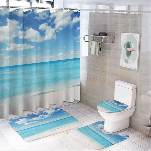 Exotic Beach Vivid Sky on a shower curtain
