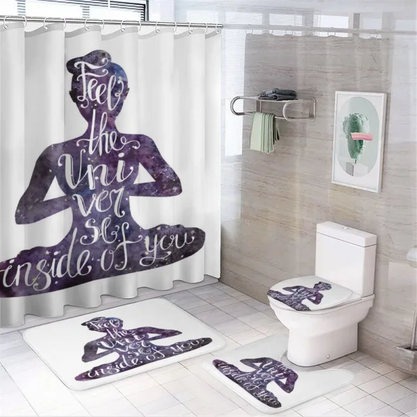 Fell the Universe Text Yoga on a shower curtain