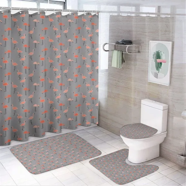 Forest Birds on Zigzags on a shower curtain