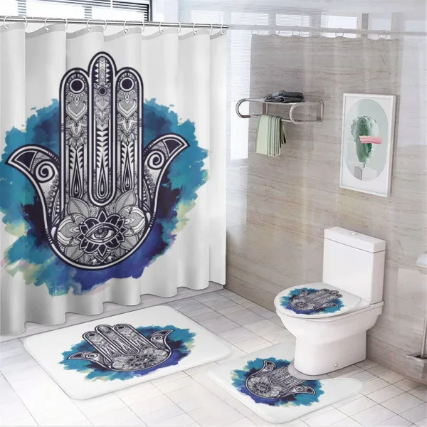 Hamsa Brushstrokes on a shower curtain