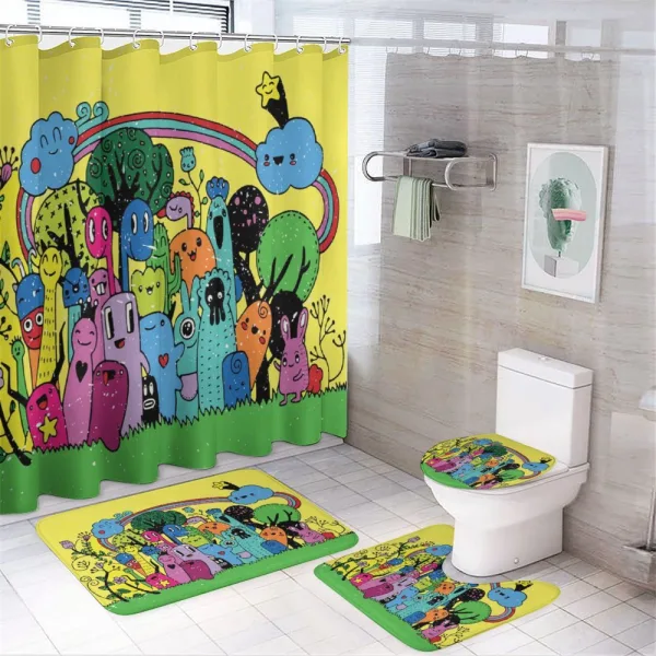 Hand Drawn Crazy Doodle on a shower curtain