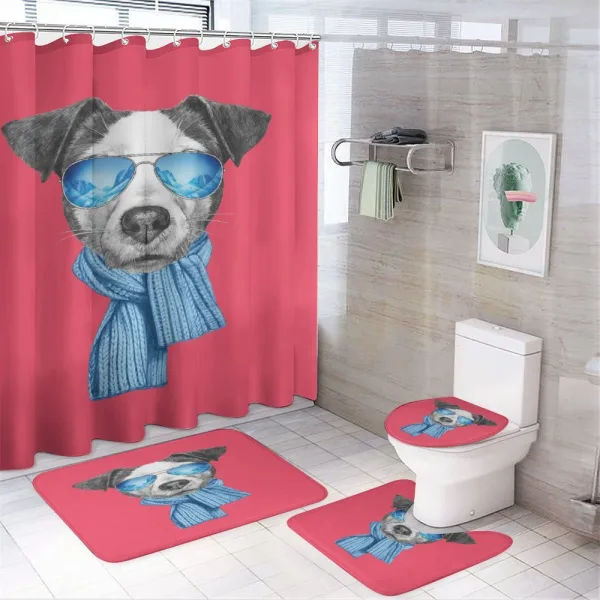 Hipster Dog Glasses on a shower curtain
