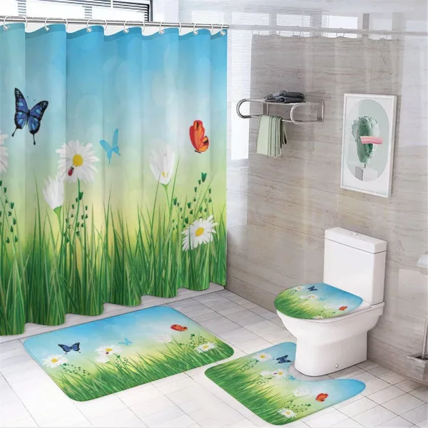 Meadow Daisies Grass on a shower curtain
