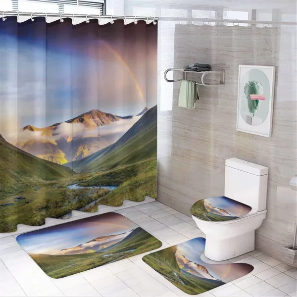 Meadow Riverbed Mist on a shower curtain