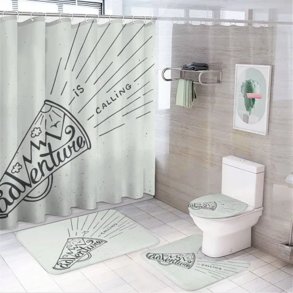 Mountains Birds Sun on a shower curtain