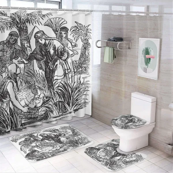 Old Engraving Baby on a shower curtain