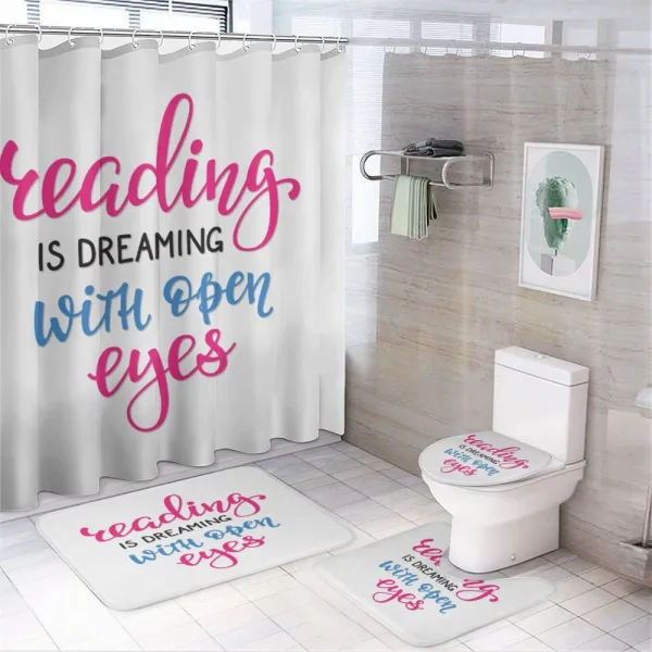 Reading is Dreaming Words on a shower curtain