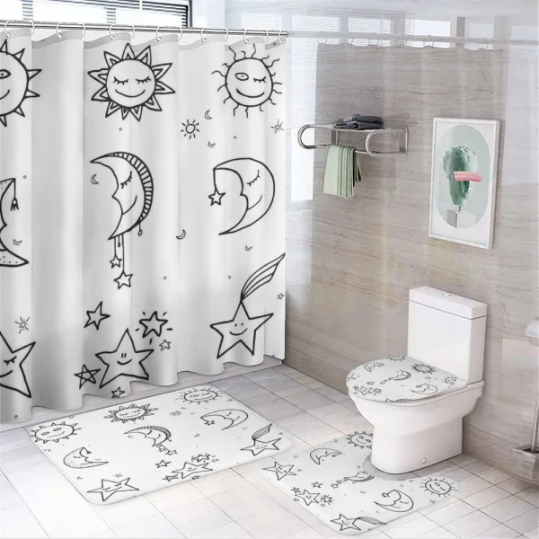 Sketchy Image Sun on a shower curtain