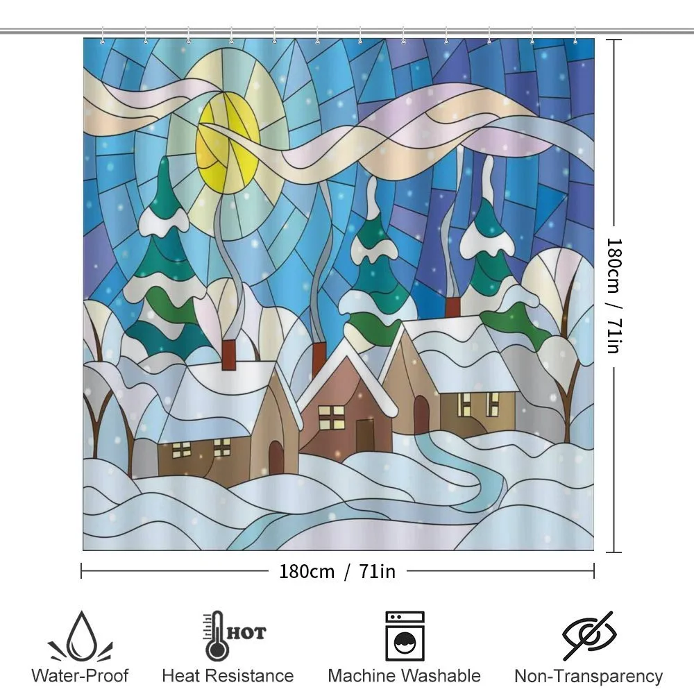 Stained Glass Snowy Village — Detail 2