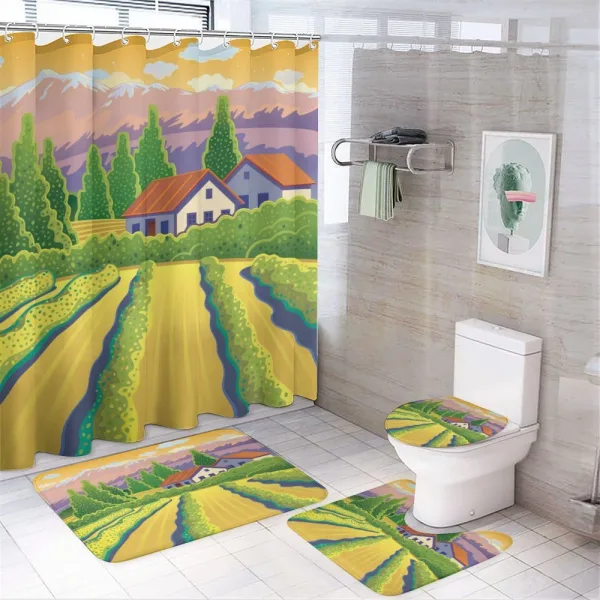 Vineyard Farm House on a shower curtain