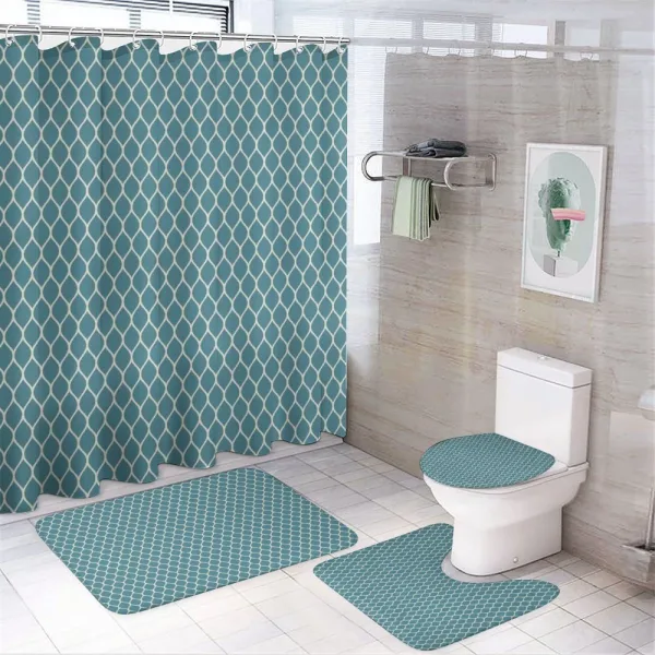 Wavy Lines Tile on a shower curtain