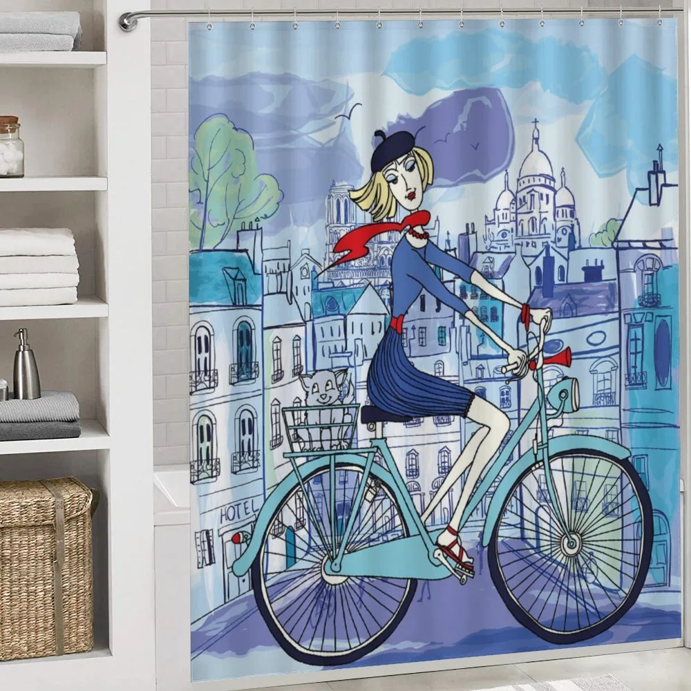 Woman on Bicycle with Cat — Detail 4