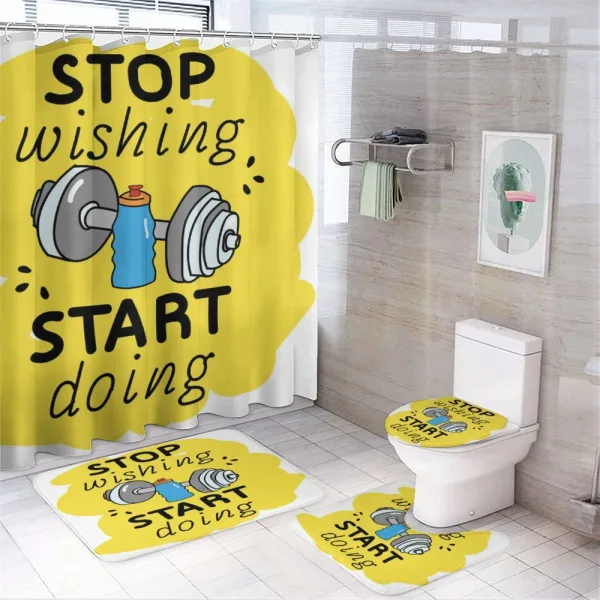 Words Doodle on a shower curtain