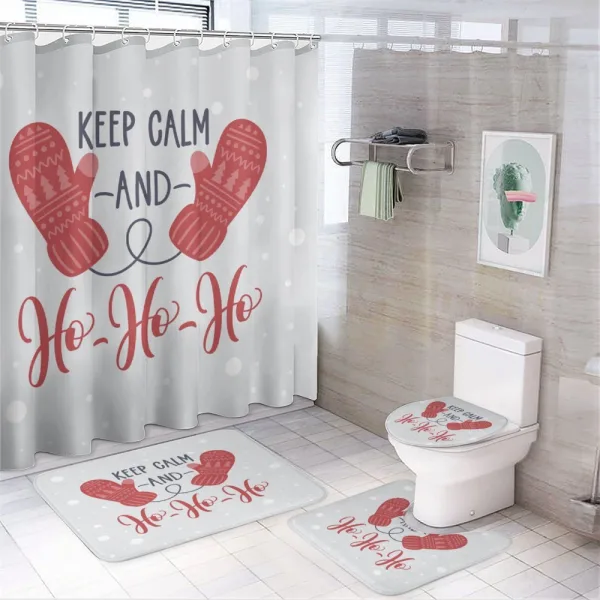 Xmas Fun Words Santa on a shower curtain
