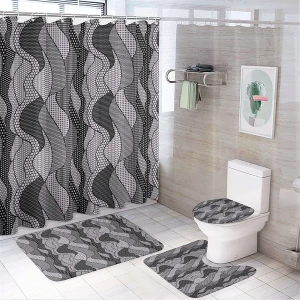 Abstract Waves Lines on a shower curtain