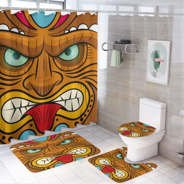 Angry Face Totem on a shower curtain