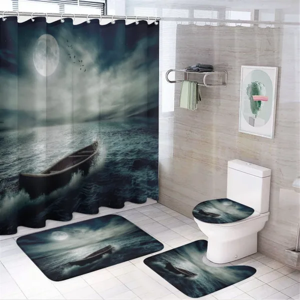 Boat in Ocean on a shower curtain