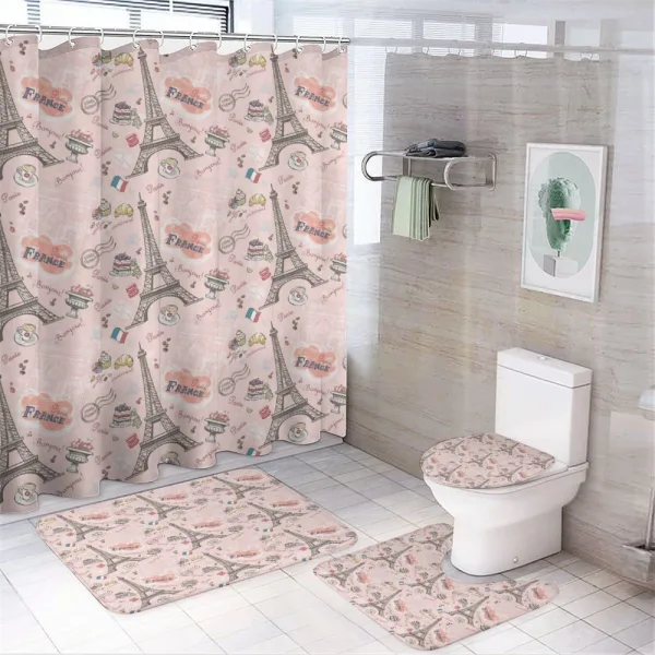 Croissant Macaroon Muffin on a shower curtain