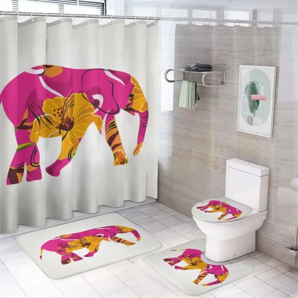Elephant in Tropic Flowers on a shower curtain