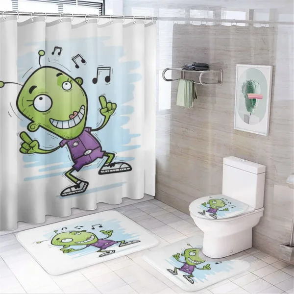 Funny Alien Dancing to Music on a shower curtain