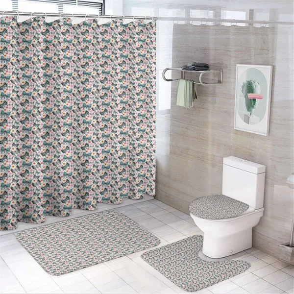 Insect and Tiny Flowers on a shower curtain
