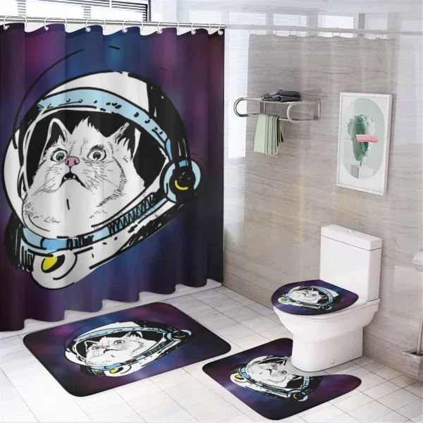 Kitten Astronaut Cosmic on a shower curtain