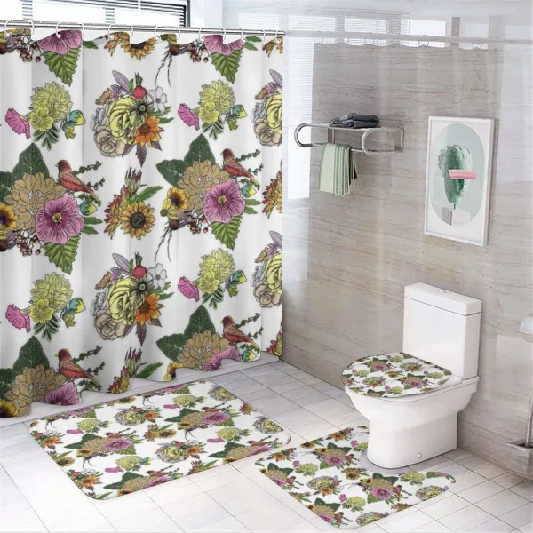 Leaves and Sunflowers on a shower curtain