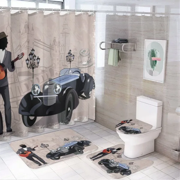 London and Paris Streets on a shower curtain