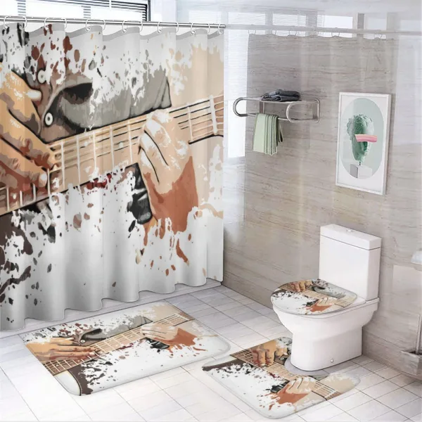 Man Playing Guitar on a shower curtain