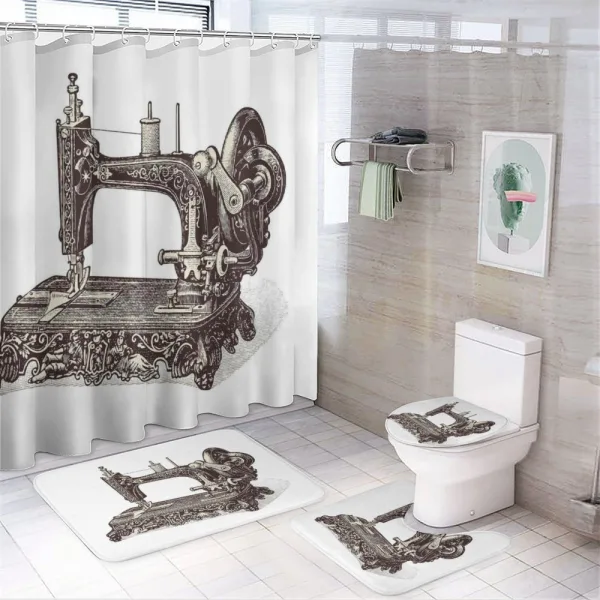 Old Sewing Machine on a shower curtain