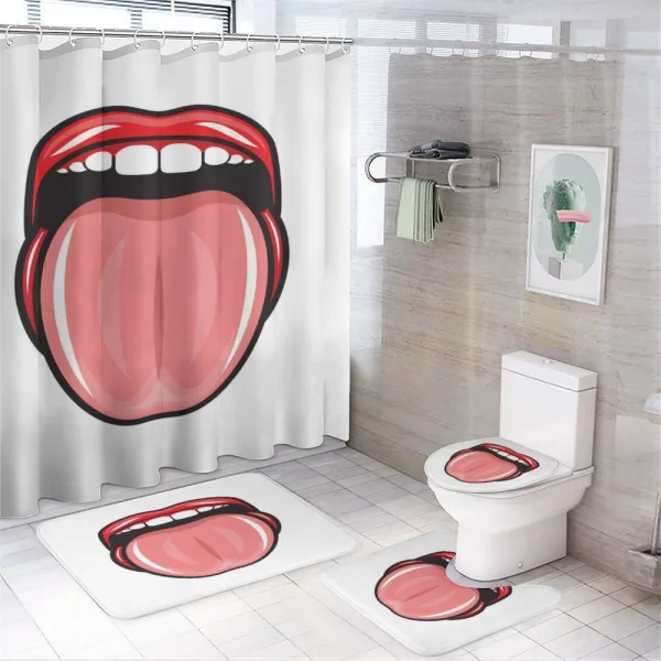 Open Mouth Tongue out Image on a shower curtain