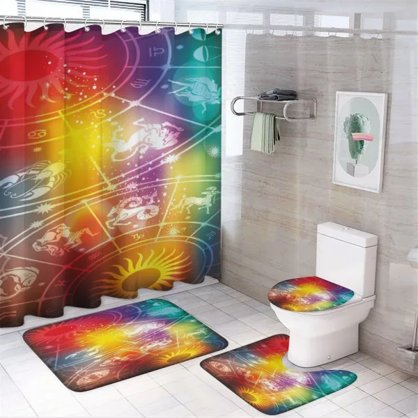 Rainbow Colored Chart on a shower curtain