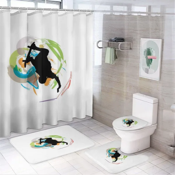 Skating Teen Tumble on a shower curtain