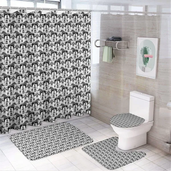 Swedish Dala Horses on a shower curtain