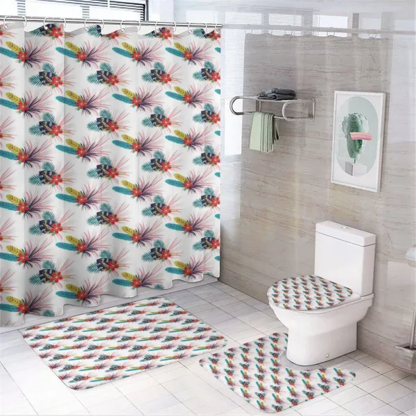 Tropical Leaves Wild Flower on a shower curtain