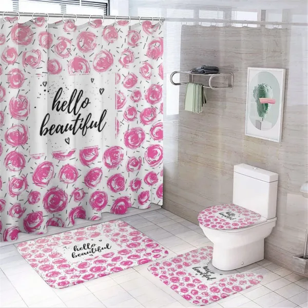 Watercolor Buds Words on a shower curtain