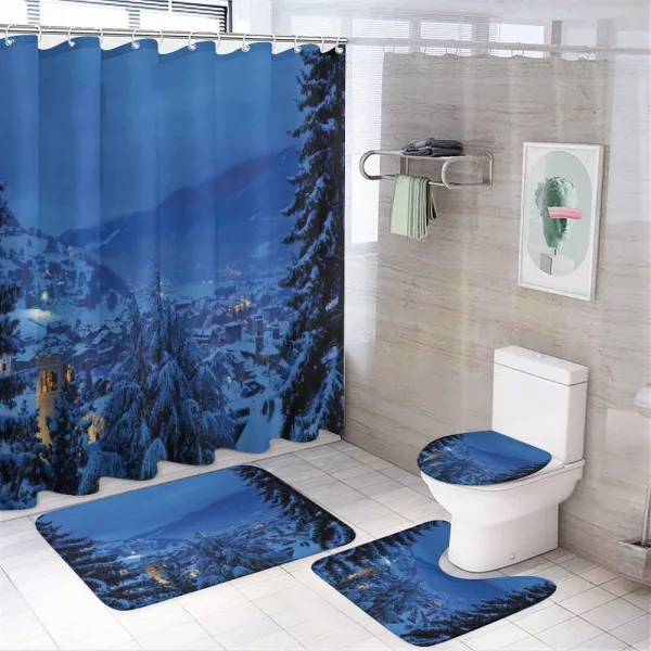 Winter Forest Trees on a shower curtain