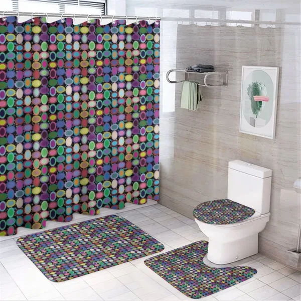 Abstract Oval Shapes on a shower curtain