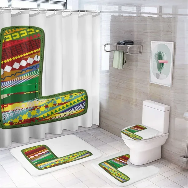 Alphabet Theme Ornate on a shower curtain