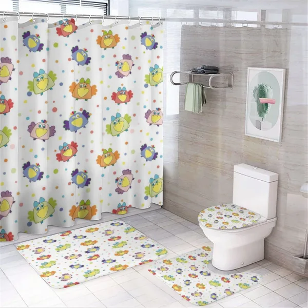 Cartoon Doodle Ravens on a shower curtain