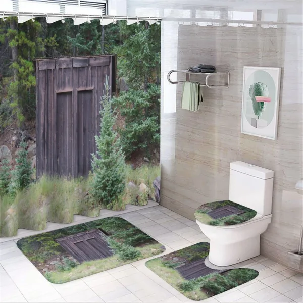 Cottage in Farm Forest on a shower curtain